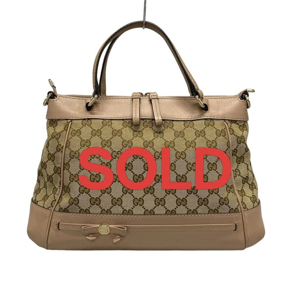 GUCCI Mayfair/GG Beige Dark Brown Pink Beige Jacquard Leather - 509-052325